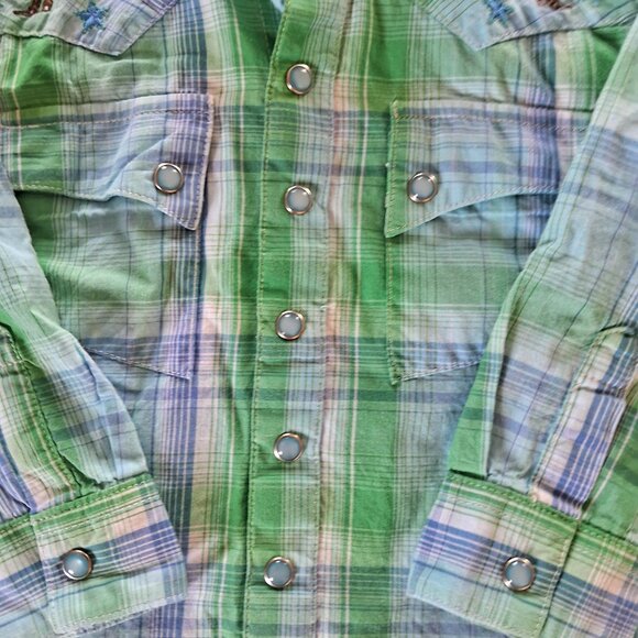 Wrangler Baby Rodeo Vintage Western Embroidered Plaid Shirt - Picture 3 of 10